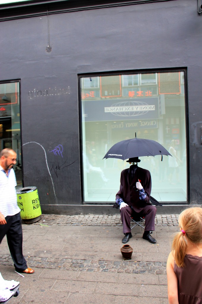 An invisible man at Stroget, Copenhagen shopping district