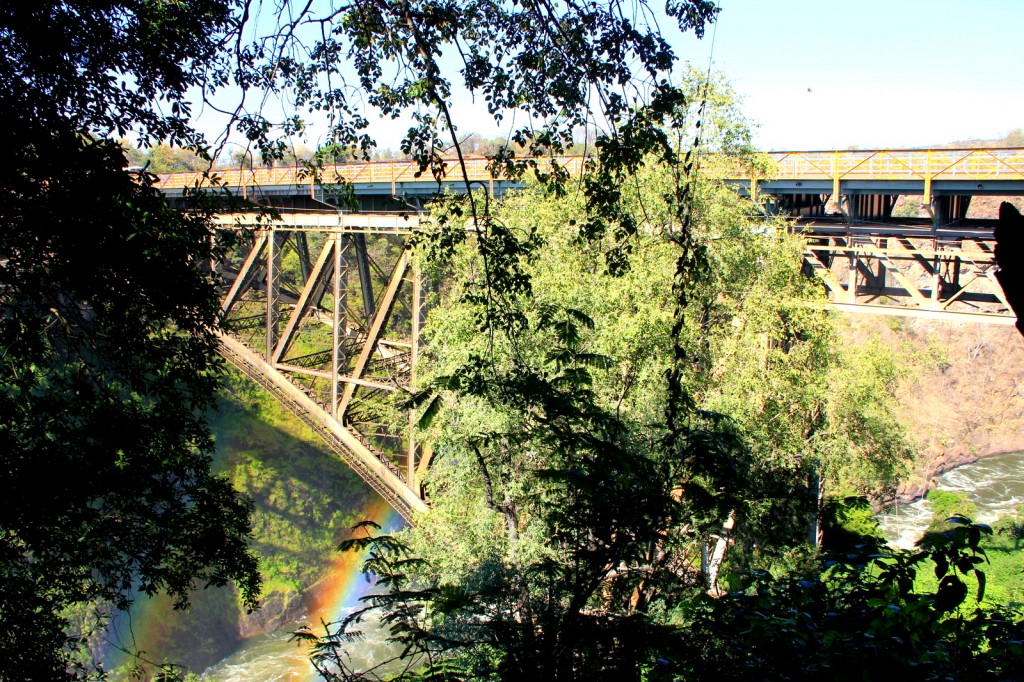 A double rainbow bridge that connects Zimbabwe and Zambia