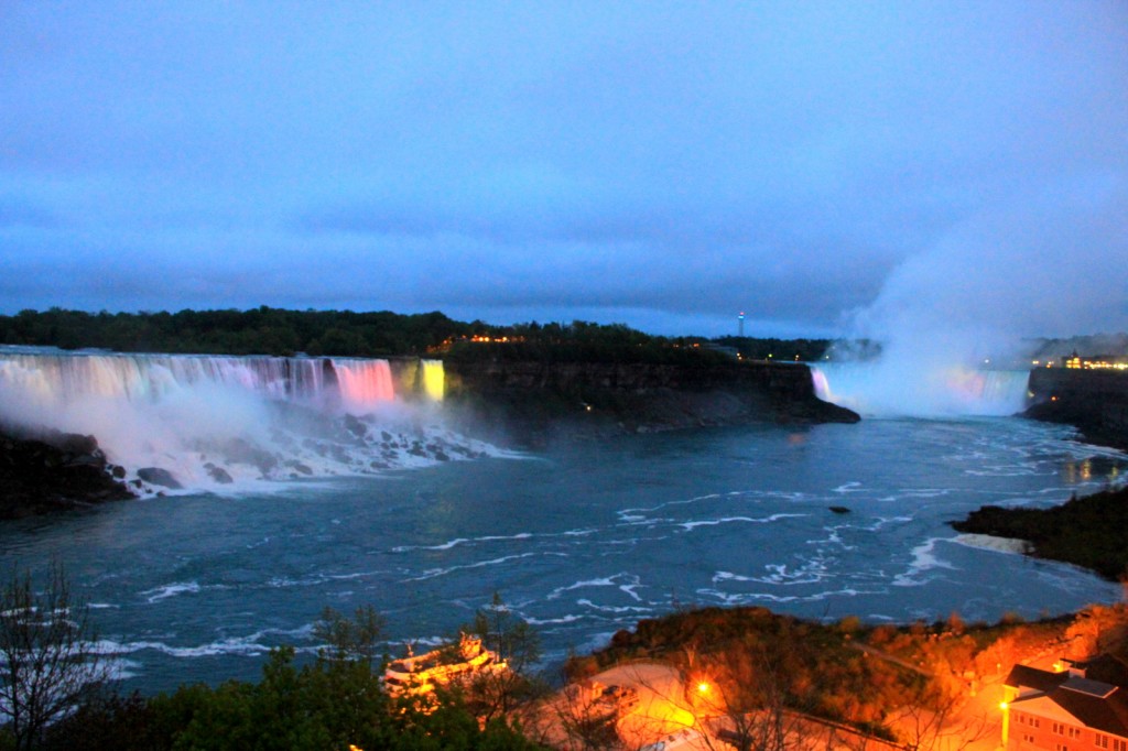 Night view of all 3 Niagara Falls