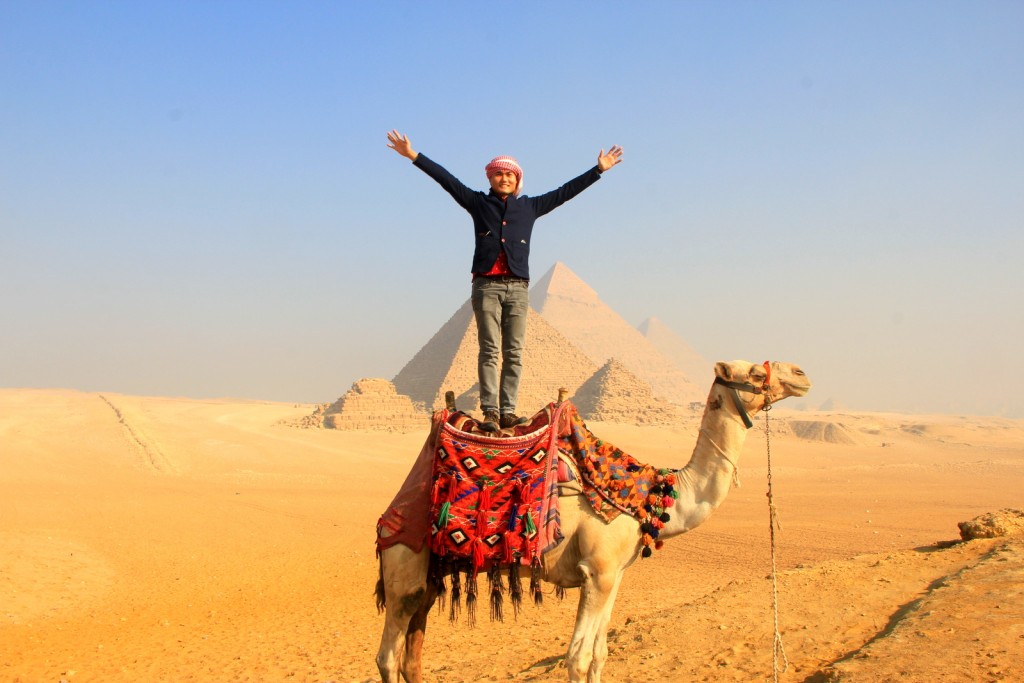 The Pyramid of Giza with my camel guide