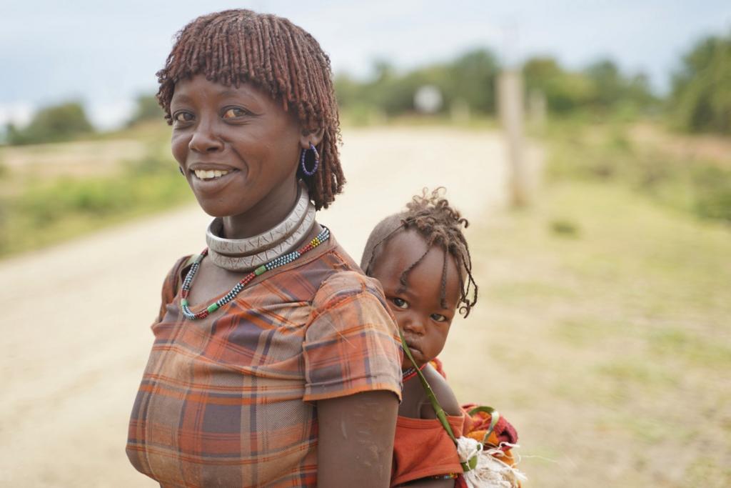 Ethiopia Hamer Tribe Woman & Child